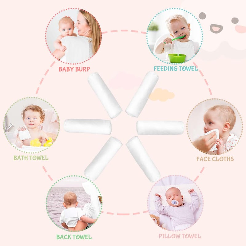 Orighty Burp Cloths for Baby 8 Pack - Super Soft & Absorbent Coral Fleece Baby Burp Cloth, 20x10 Inch Gentle Large Burping Rugs for Babies Sensitive Skin, Burping Cloths for Newborn Essential, White - Image 3